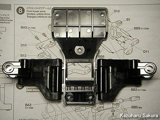 タミヤ CC-01 FJクルーザー 製作記  ～ シャーシ製作 ～ フロントロワアームの組み立て完了